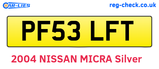 PF53LFT are the vehicle registration plates.