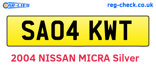 SA04KWT are the vehicle registration plates.