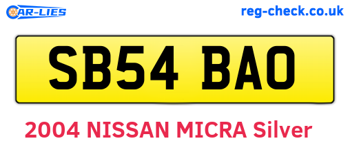 SB54BAO are the vehicle registration plates.
