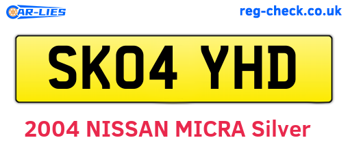 SK04YHD are the vehicle registration plates.