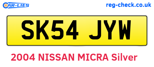 SK54JYW are the vehicle registration plates.