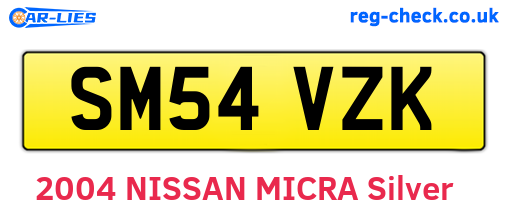 SM54VZK are the vehicle registration plates.