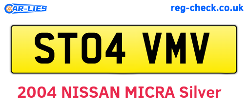 ST04VMV are the vehicle registration plates.