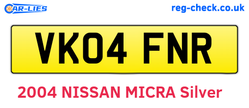VK04FNR are the vehicle registration plates.