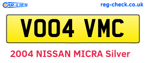VO04VMC are the vehicle registration plates.