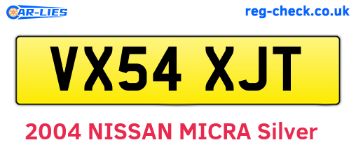 VX54XJT are the vehicle registration plates.