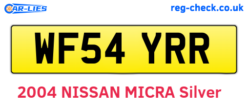 WF54YRR are the vehicle registration plates.
