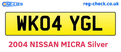 WK04YGL are the vehicle registration plates.