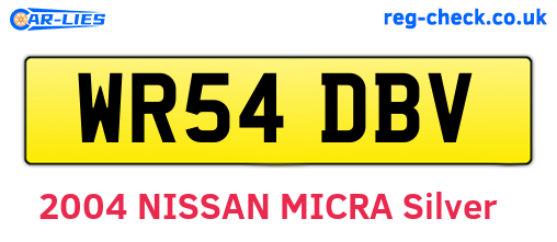 WR54DBV are the vehicle registration plates.
