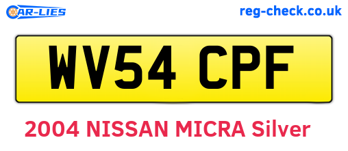 WV54CPF are the vehicle registration plates.