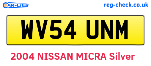 WV54UNM are the vehicle registration plates.