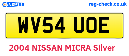 WV54UOE are the vehicle registration plates.