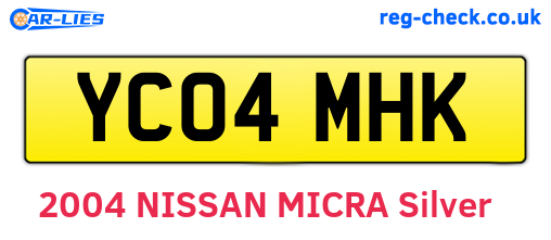 YC04MHK are the vehicle registration plates.