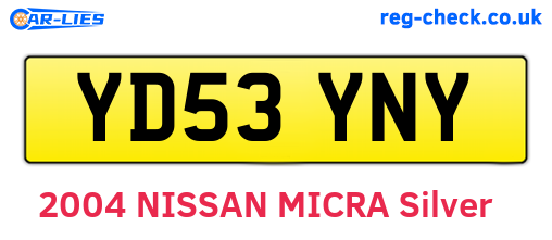 YD53YNY are the vehicle registration plates.
