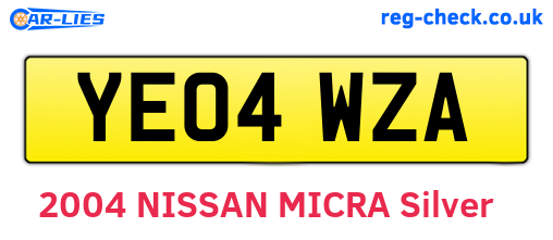 YE04WZA are the vehicle registration plates.