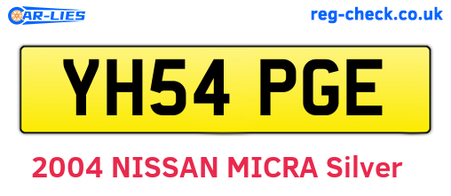 YH54PGE are the vehicle registration plates.