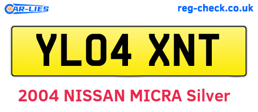 YL04XNT are the vehicle registration plates.