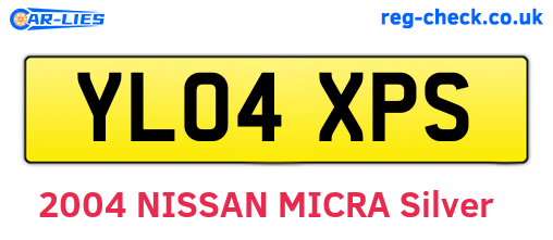 YL04XPS are the vehicle registration plates.