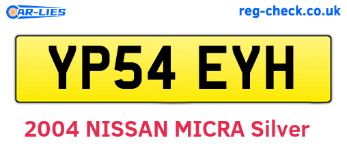 YP54EYH are the vehicle registration plates.