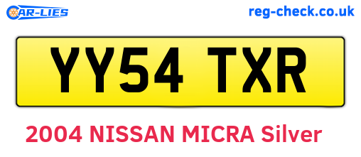 YY54TXR are the vehicle registration plates.