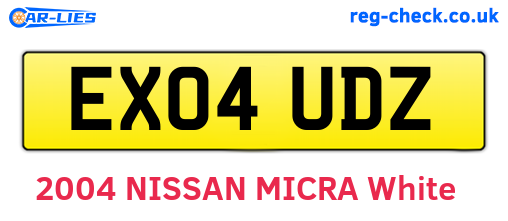 EX04UDZ are the vehicle registration plates.
