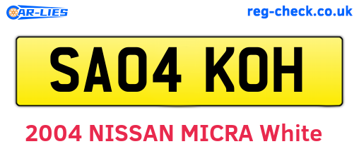 SA04KOH are the vehicle registration plates.