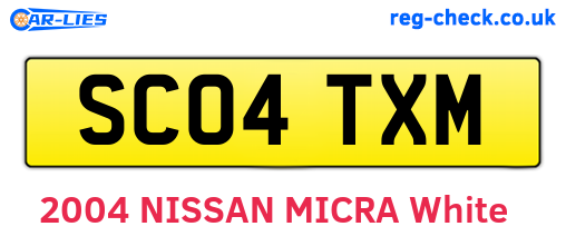 SC04TXM are the vehicle registration plates.