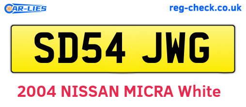 SD54JWG are the vehicle registration plates.