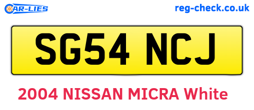 SG54NCJ are the vehicle registration plates.