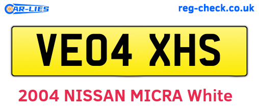 VE04XHS are the vehicle registration plates.