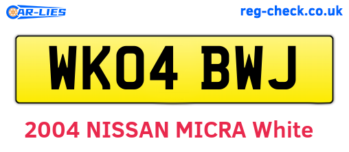 WK04BWJ are the vehicle registration plates.