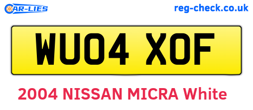 WU04XOF are the vehicle registration plates.