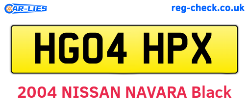 HG04HPX are the vehicle registration plates.
