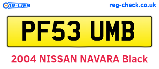 PF53UMB are the vehicle registration plates.