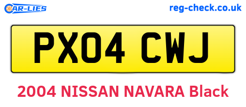 PX04CWJ are the vehicle registration plates.