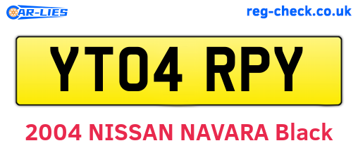YT04RPY are the vehicle registration plates.