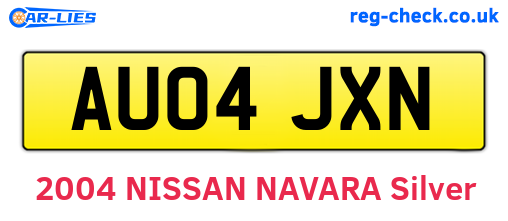 AU04JXN are the vehicle registration plates.