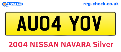 AU04YOV are the vehicle registration plates.
