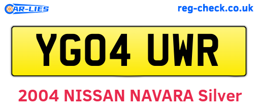 YG04UWR are the vehicle registration plates.