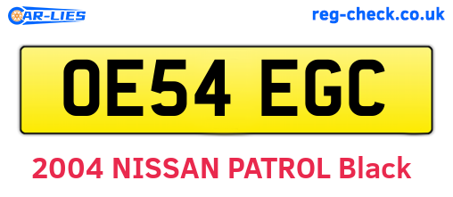 OE54EGC are the vehicle registration plates.
