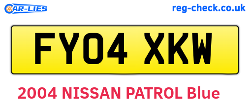 FY04XKW are the vehicle registration plates.