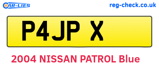 P4JPX are the vehicle registration plates.