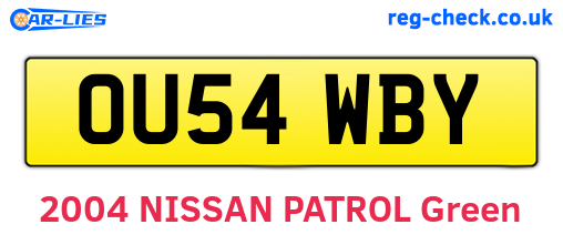 OU54WBY are the vehicle registration plates.