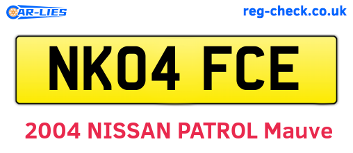 NK04FCE are the vehicle registration plates.