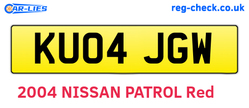 KU04JGW are the vehicle registration plates.