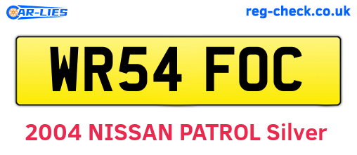 WR54FOC are the vehicle registration plates.