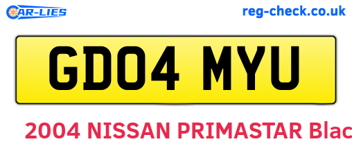 GD04MYU are the vehicle registration plates.