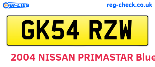 GK54RZW are the vehicle registration plates.