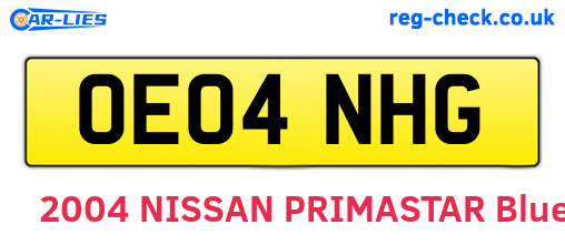 OE04NHG are the vehicle registration plates.