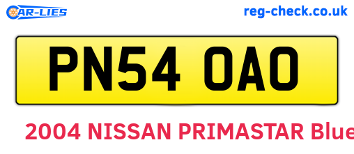 PN54OAO are the vehicle registration plates.
